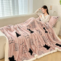 Axyaa Bear Printed Fleece Blanket Set - Warm Sofa Throw & Pillow Cases