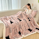 Axyaa Bear Printed Fleece Blanket Set - Warm Sofa Throw & Pillow Cases