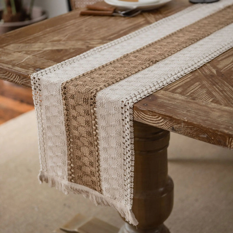 Luxury Green Solid Woven Table Runner by Axya - American Holiday Home Decor