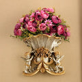 Axyaa Double Angel Vase Wall Hanging with Artificial Flowers for Home Decor