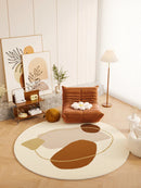 Axyaa Plush Retro Living Room Round Carpet: Soft Fluffy Rug for Bedroom & Cloakroom