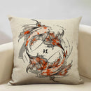 Axyaa Goldfish Linen Cushion Cover 45x45cm for Sofa, Living Room Decoration