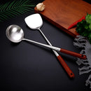 Axyaa Large Stainless Steel Kitchen Cooking Tools with Wooden Handle