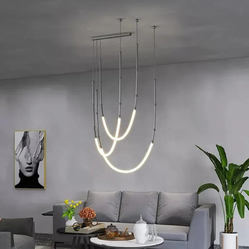 Axyaa Nordic Modern Art Line LED Pendant Light for Home Decoration.