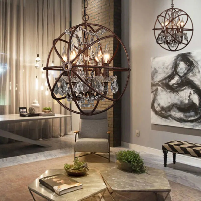 Axyaa Retro Loft Crystal Chandelier for Bar, Restaurant, and Living Room