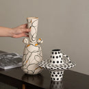 Axyaa Ceramic Vase: Wabi Sabi Style Retro Home Decoration and Flower Vessel