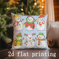 Axyaa Snowman Pattern Pillowcase for Sofa, Bedroom, Car - Rectangular Cushion Cover