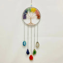 Axyaa Agate 7 Chakra Gem Dream Catcher Wall Decor Moon Gemstone Wind Chime