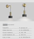 Axyaa LED Wall Lamp Gold Black Pipe Acrylic Shade for Bedroom Study Room