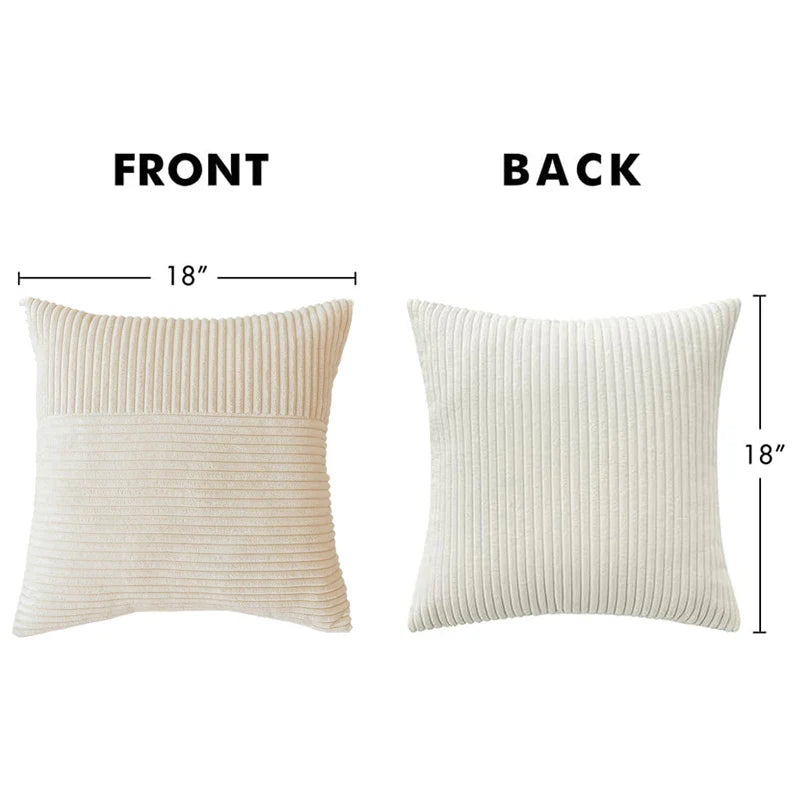 Red Striped Pattern Modern Corduroy Throw Pillow Cover by Axyaa
