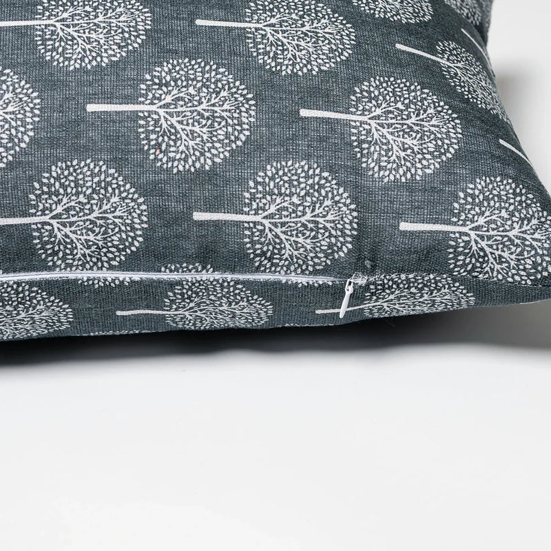Axyaa White Linen Print Cushion Cover for Living Room and Bedroom