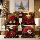 Axyaa Christmas Floral Candle Pillow Covers, Vintage Style Printed Velvet Cushion Cases