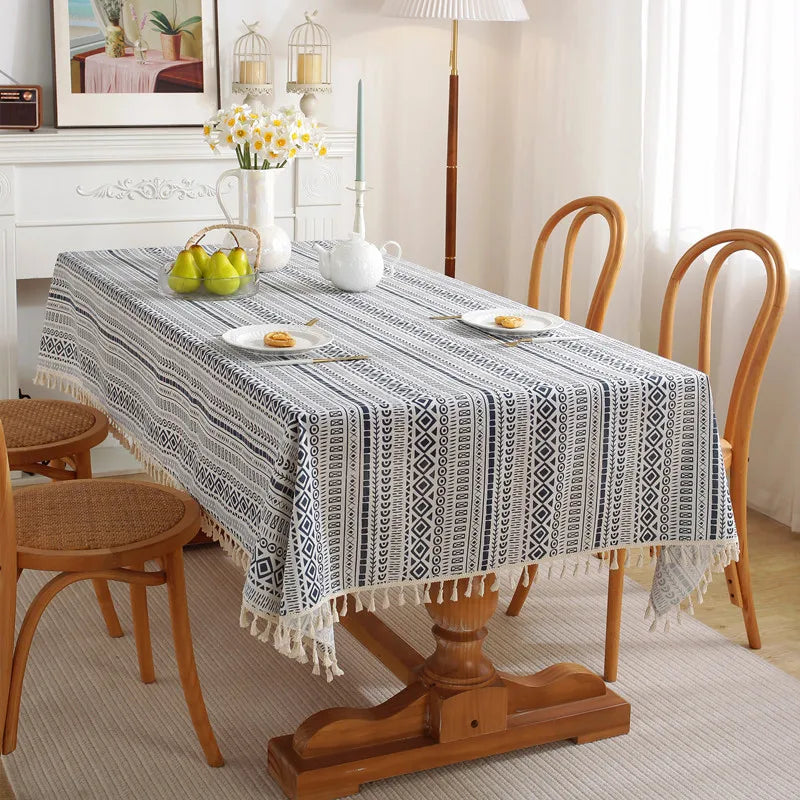 Axya™ Cotton Stripe Dining Tablecloth in Various Sizes for Bohemian Quality Home Decor.