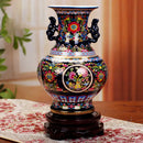 Axyaa Enamel Ceramic Double Ear Vase Home Decor Ornaments