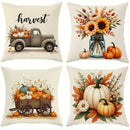 Axyaa Thanksgiving Vintage Truck & Fall Pillow Covers - Country Farmhouse Style