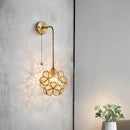 Axyaa Copper Glass LED Wall Lamp Sconce with Pull Chain Switch