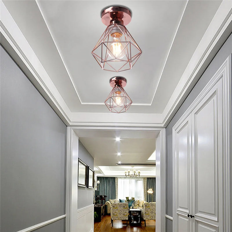 Axyaa Rose Gold Iron Ceiling Light Fixture - Modern Hallway Lighting