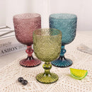 Axyaa Spiral Floral Embossed Goblet Set - 300ml Vintage Wine Glasses Cozy Collection