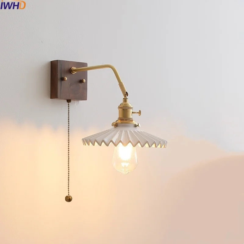 Axyaa Nordic LED Wall Sconce Pull Chain Switch Mirror Light Fixtures