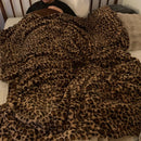 Axyaa Leopard Print Faux Fur Throw Blanket, Cozy Retro Style Luxe for Couch & Bed