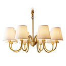 Axyaa American Copper Chandelier with White Fabric Shades for Home Decor