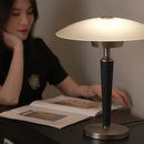 Axyaa Luxury Wood Glass Gold Bedside Table Lamp