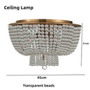 Axyaa Gold Frame White Beads Chandelier with Crystal Shade