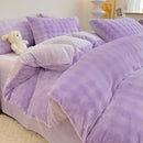 Axyaa Winter Bubble Plush Rabbit Velvet 4-Piece Bed Sheet Set