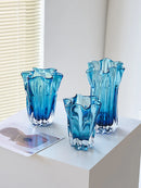 Axyaa Blue Glass Vases, Ornaments, Fresh Flowers, Water - Light Luxury Arrangement