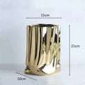 Axyaa Silver Ruffled Flower Vase Porcelain Arrangement Decoration Terrarium Home Décor
