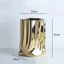 Axyaa Silver Ruffled Flower Vase Porcelain Arrangement Decoration Terrarium Home Décor
