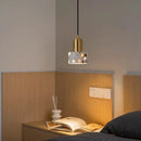Axyaa Wood Terrazzo LED Pendant Light Fixture Vintage Industrial Hanging Lamp