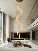 Axyaa Marble Chandeliers: Led Dimmable for Circular Staircase, Villa Decor & Home Luxury