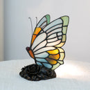 Mediterranean Butterfly Stained Glass Table Lamp by Axyaa for Vintage Living Room