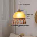 Axyaa Glass Tassels LED Pendant Light for Living Dining Bedroom, American Retro Style