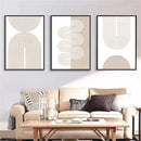 Axyaa Modern Geometric Beige Abstract Canvas Wall Art for Bedroom Decor
