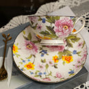 Axyaa Floral Porcelain Coffee Mug and Saucer Set - Creative Tea Cup for Home Breakfast