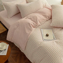 Axyaa Shell Bedding Set - Embroidered Solid Color Four Piece Set