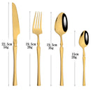 Axyaa Gold Stainless Steel Dinnerware Set Knife Fork Spoon Flatware Kitchen Wedding