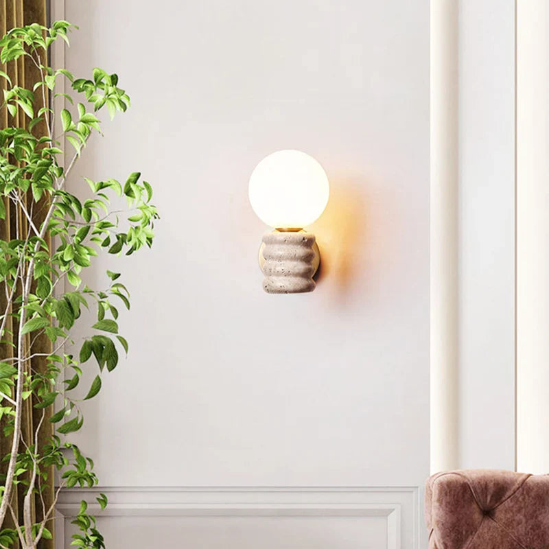 Natural Yellow Travertine Wall Lamp for Living Room by Axyaa - Nordic Design LED Lighting