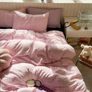 Axyaa Pink Grid Bedding Set 2025 Queen Full Size Flat Sheet Duvet Cover Pillowcase