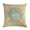 Axyaa Marine Life Linen Pillowcase: Fashion Conch Starfish Shell Sofa Decor Cover