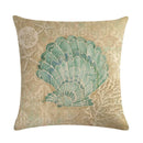 Axyaa Marine Life Linen Pillowcase: Fashion Conch Starfish Shell Sofa Decor Cover