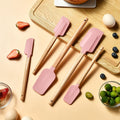 Silicone Spatula Set with Wooden Handle for Baking and Mixing by Axyaa