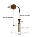 Axyaa Wood LED Wall Light with Adjustable Wire & Yellow Travertine Lampshade