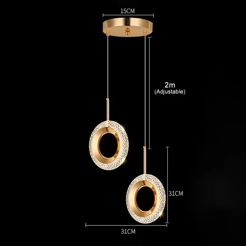 Axyaa Nordic Ring LED Pendant Lights Modern Hanging Lamp for Bedroom and Living Room