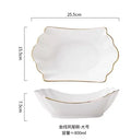 Axyaa 800ml Gold Phoenix Tail Ceramic Bowl - Multipurpose Soup Pasta Fruit Salad Plate