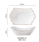 Axyaa 800ml Gold Phoenix Tail Ceramic Bowl - Multipurpose Soup Pasta Fruit Salad Plate