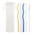 Axyaa Eco-Friendly Glass Straws - Colorful, High-Quality, Set of 6