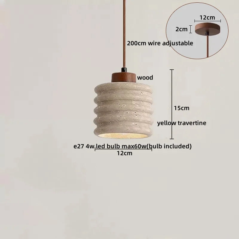 Axyaa Yellow Travertine LED Pendant Lights for Modern Living Spaces